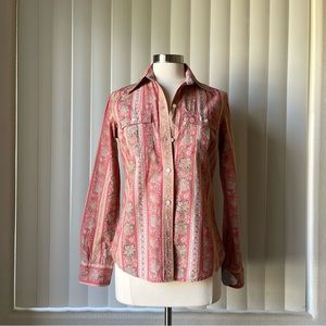 Dungarees America Women’s Classic Button Up Floral Shirt In Red Size S